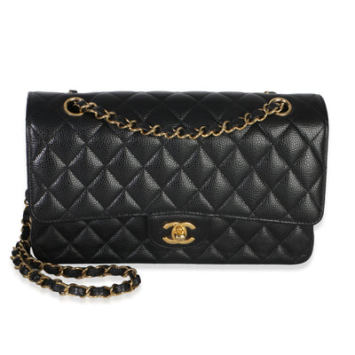 Chanel Black Quilted Caviar Medium Classic Double Flap Handbag Handbag fv