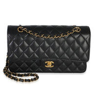 Chanel Black Quilted Caviar Medium Classic Double Flap Handbag Handbag fv