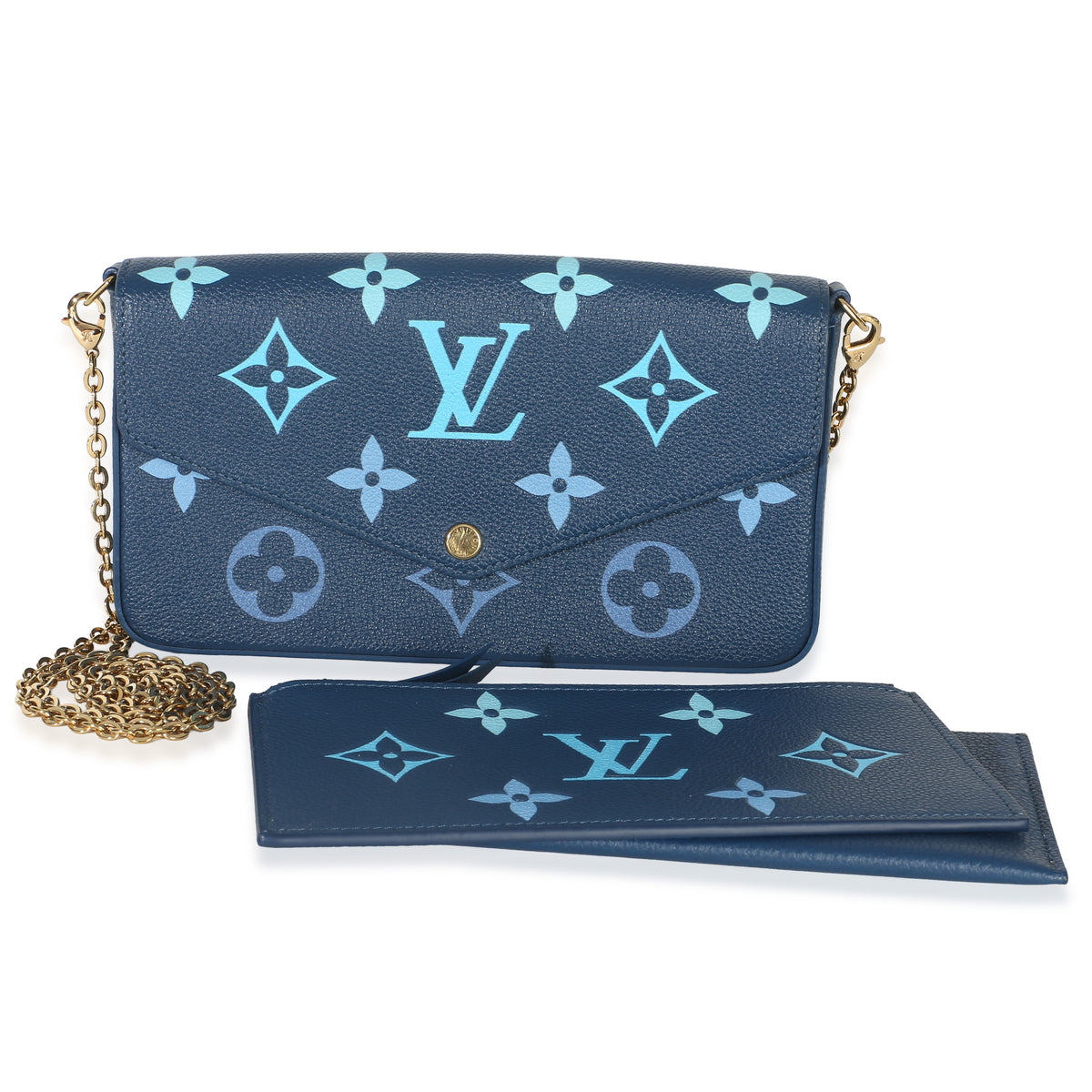 Louis Vuitton Gradient Blue Giant Monogram Empreinte Felicie Pochette Handbag fv