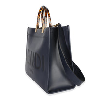 Fendi Navy Vitello King Plexiglass Embossed Medium  Sunshine Shopper Tote Handbag 2