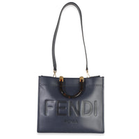 Fendi Navy Vitello King Plexiglass Embossed Medium  Sunshine Shopper Tote Handbag 8