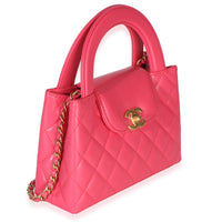 Chanel Dark Pink Shiny Aged Calfskin Quilted Nano Kelly Shopper Handbag 3