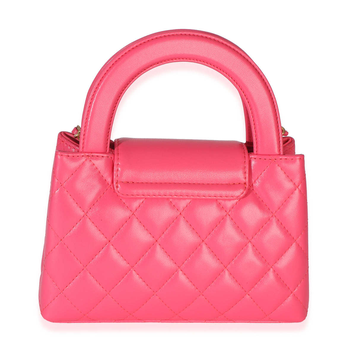 Chanel Dark Pink Shiny Aged Calfskin Quilted Nano Kelly Shopper Handbag 4