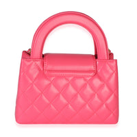Chanel Dark Pink Shiny Aged Calfskin Quilted Nano Kelly Shopper Handbag 4