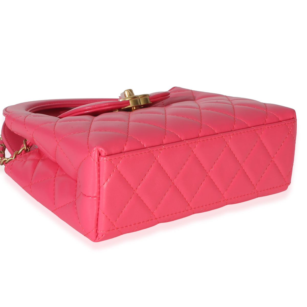 Chanel Dark Pink Shiny Aged Calfskin Quilted Nano Kelly Shopper Handbag 7