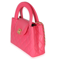 Chanel Dark Pink Shiny Aged Calfskin Quilted Nano Kelly Shopper Handbag 2