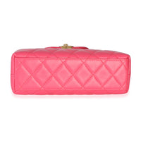 Chanel Dark Pink Shiny Aged Calfskin Quilted Nano Kelly Shopper Handbag 5