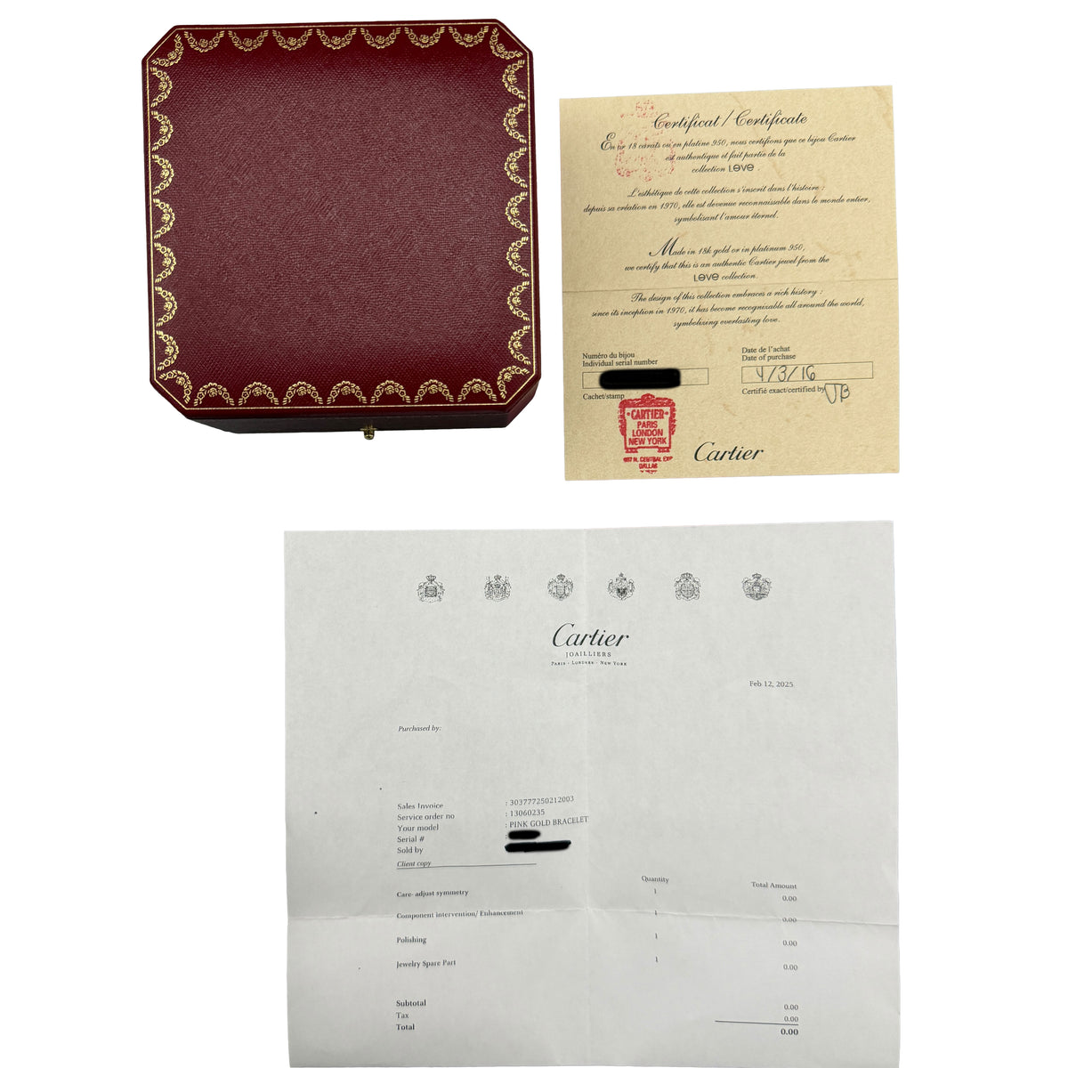 Cartier Rose Gold  Love Bracelet box