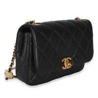 Chanel Black Quilted Lambskin Mini Pearly Chain Flap Bag Handbag 3
