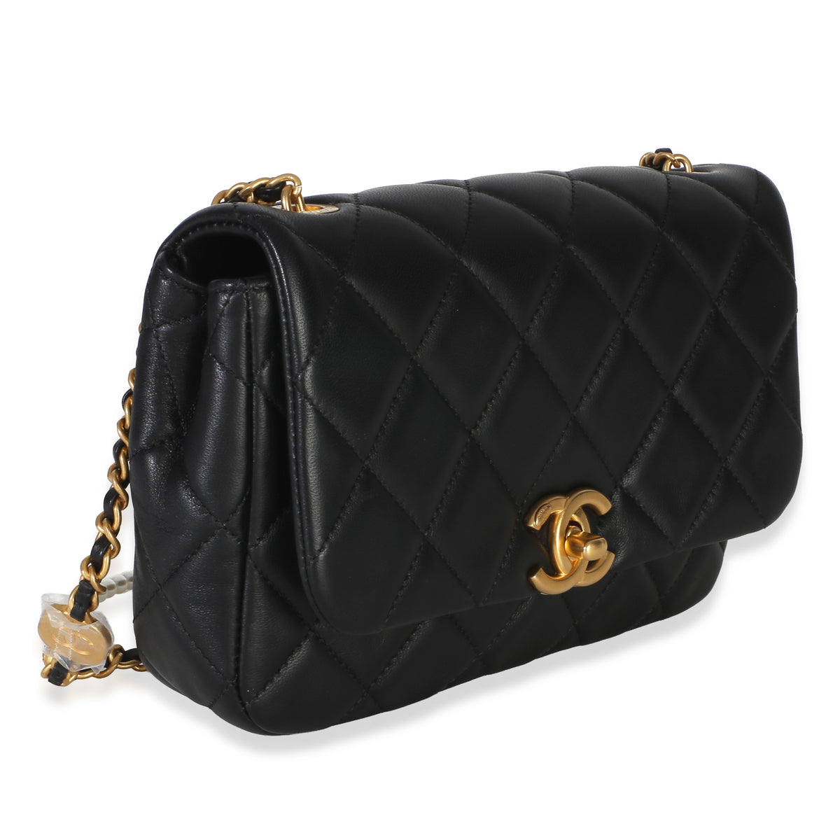Chanel Black Quilted Lambskin Mini Pearly Chain Flap Bag Handbag 3