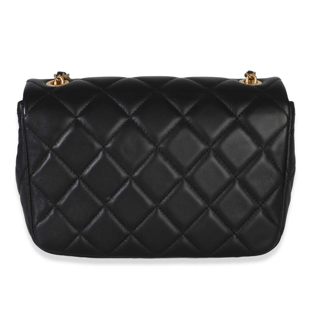 Chanel Black Quilted Lambskin Mini Pearly Chain Flap Bag Handbag 4