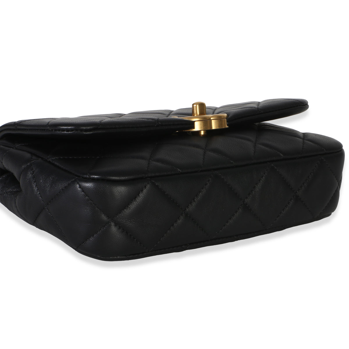 Chanel Black Quilted Lambskin Mini Pearly Chain Flap Bag Handbag 7