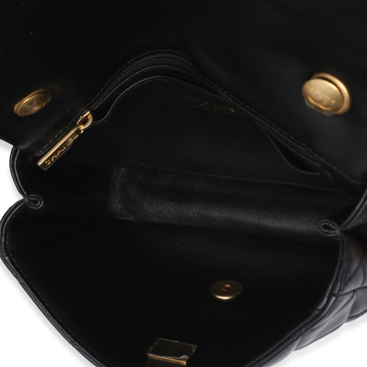 Chanel Black Quilted Lambskin Mini Pearly Chain Flap Bag Handbag 9