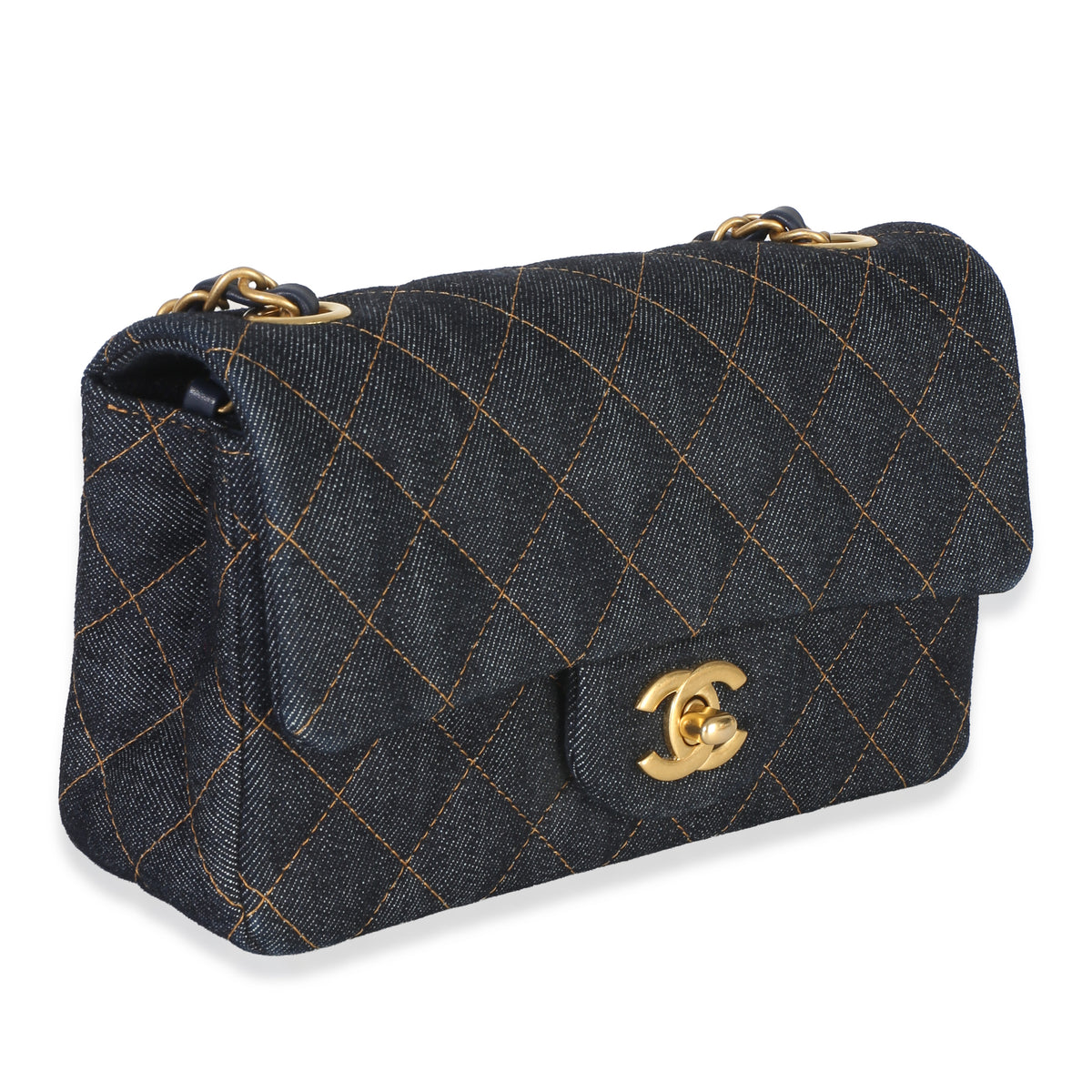 Chanel Dark Blue Quilted Denim Mini Rectangular Flap Bag Handbag 3