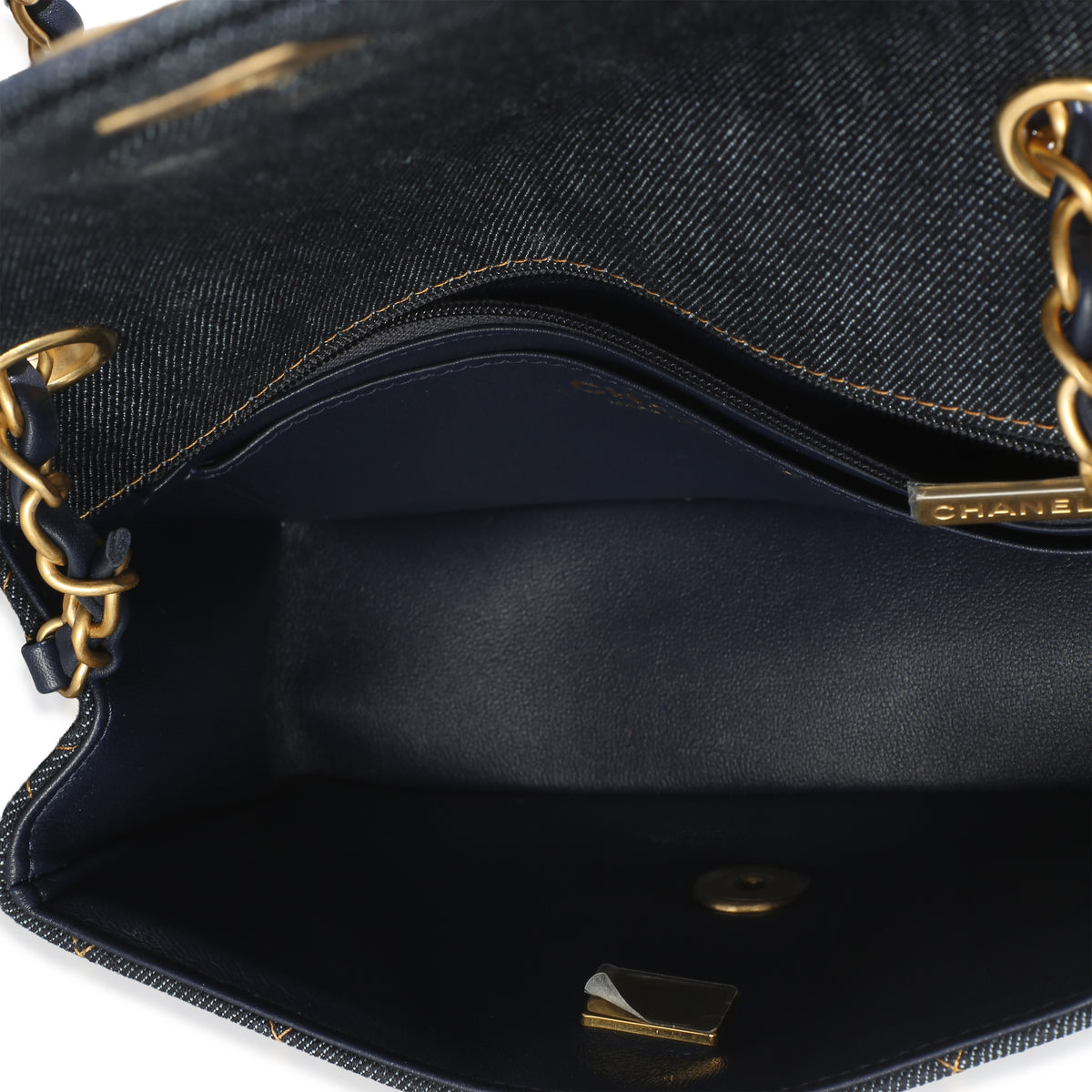 Chanel Dark Blue Quilted Denim Mini Rectangular Flap Bag Handbag 8