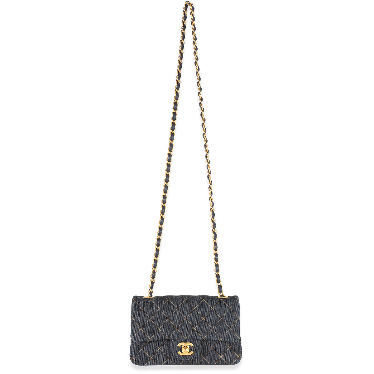 Chanel Dark Blue Quilted Denim Mini Rectangular Flap Bag Handbag 9