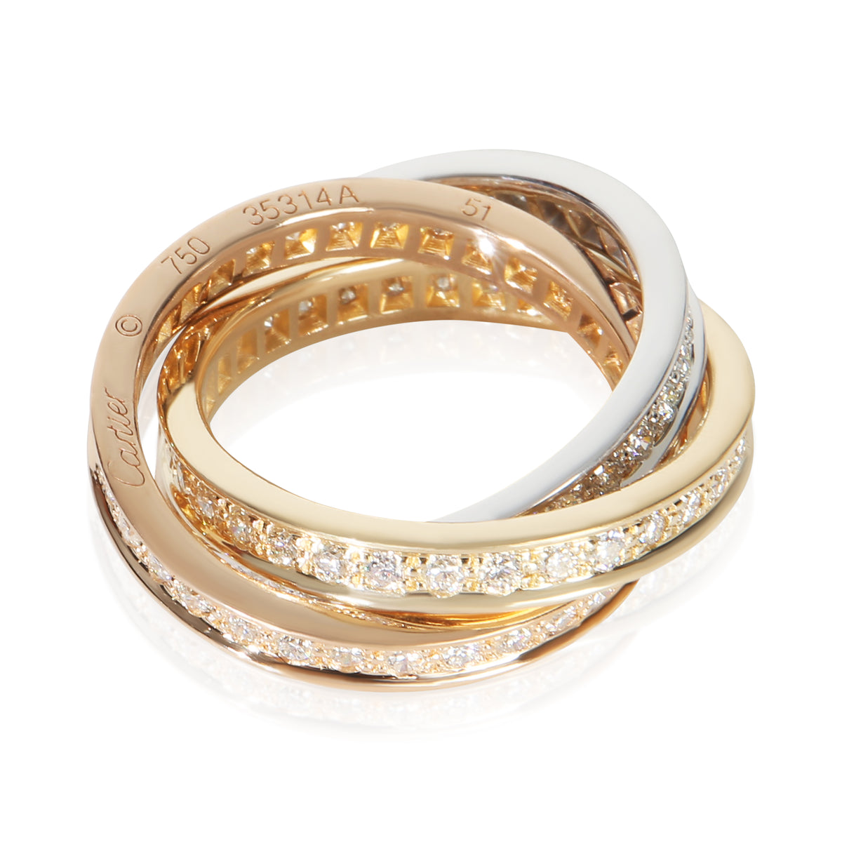 Cartier 3 Tone Gold Diamond Trinity Ring 3