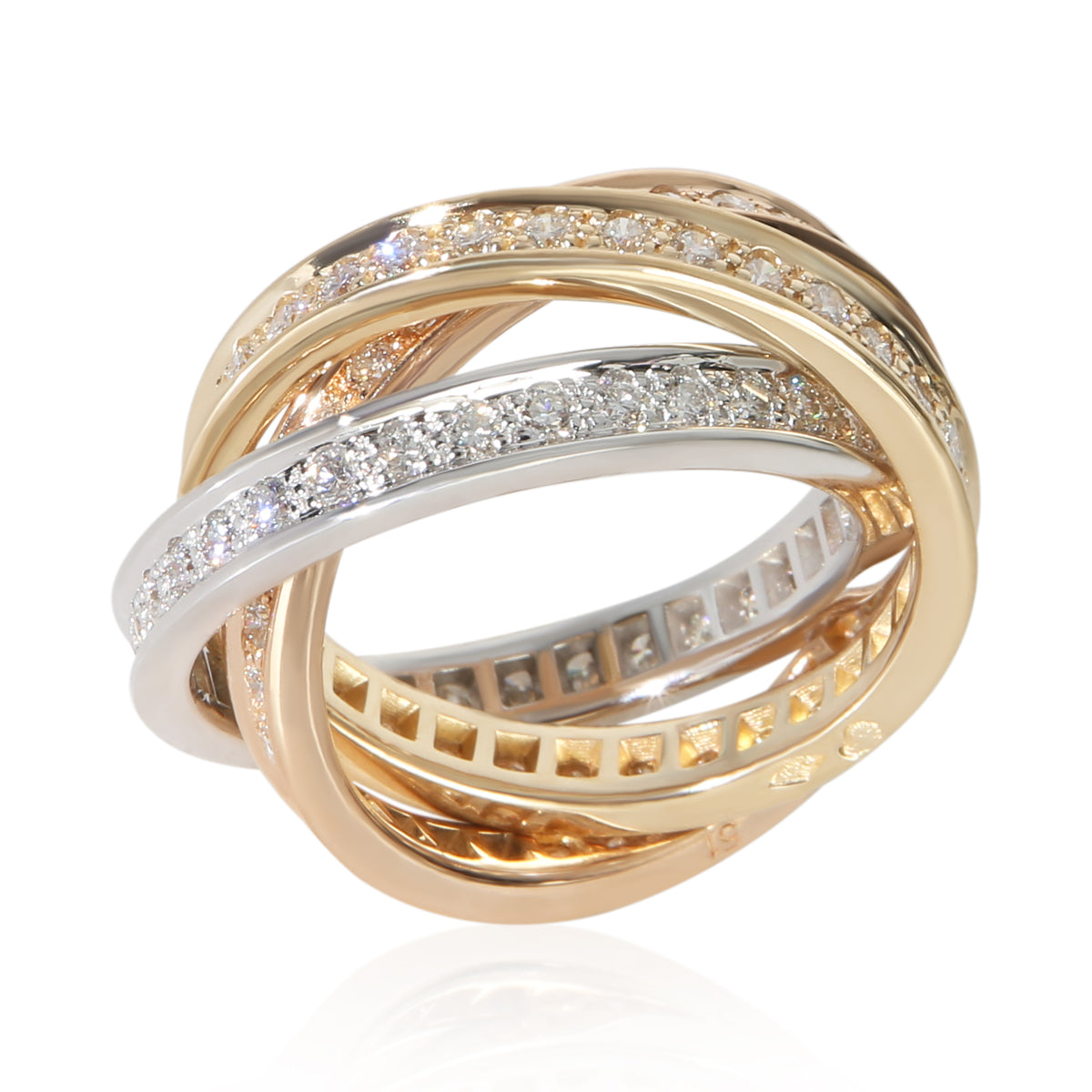 Cartier 3 Tone Gold Diamond Trinity Ring 4