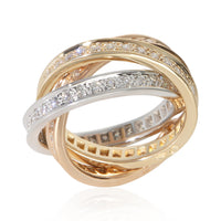 Cartier 3 Tone Gold Diamond Trinity Ring 4