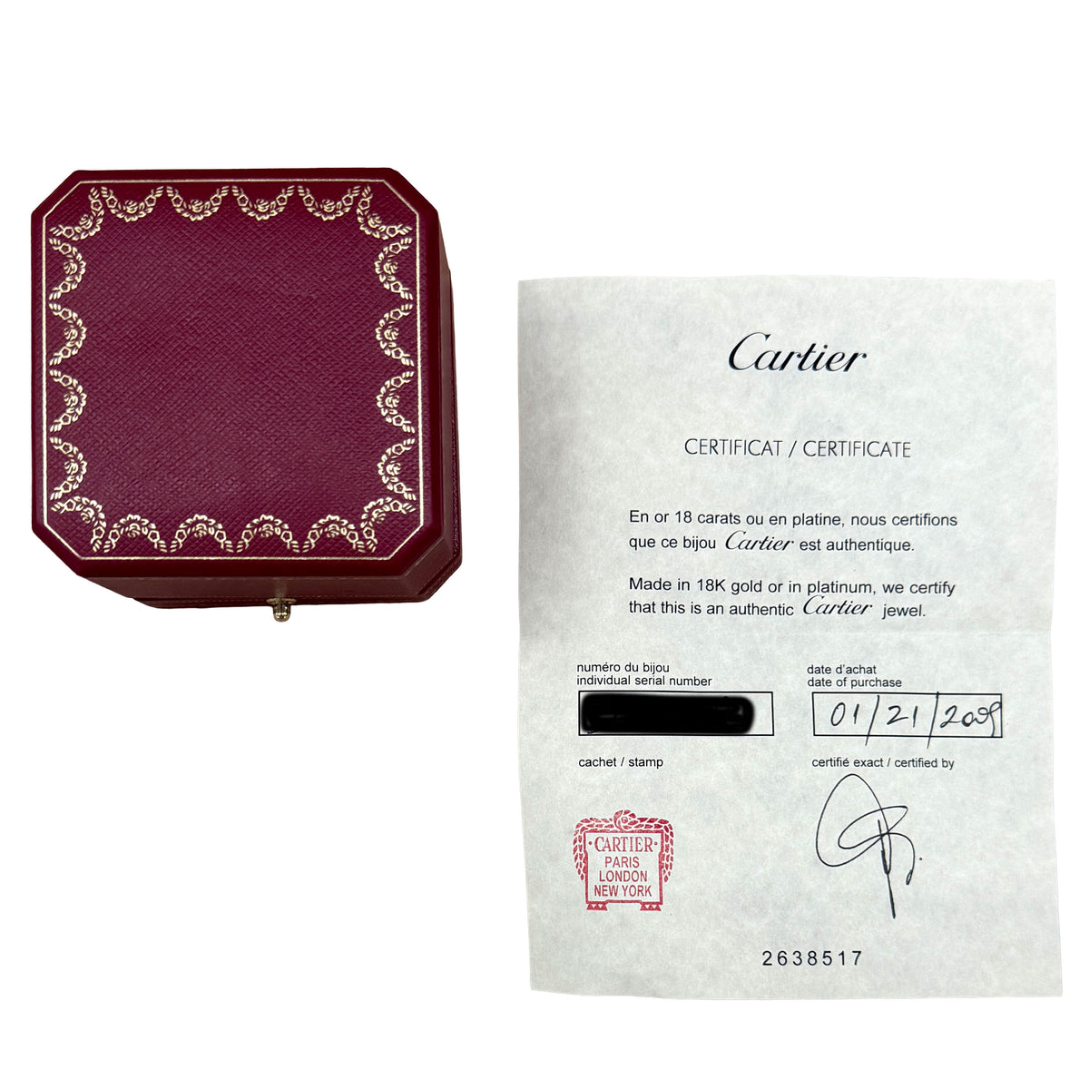 Cartier 3 Tone Gold Diamond Trinity Ring box