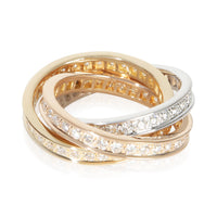 Cartier 3 Tone Gold Diamond Trinity Ring fv
