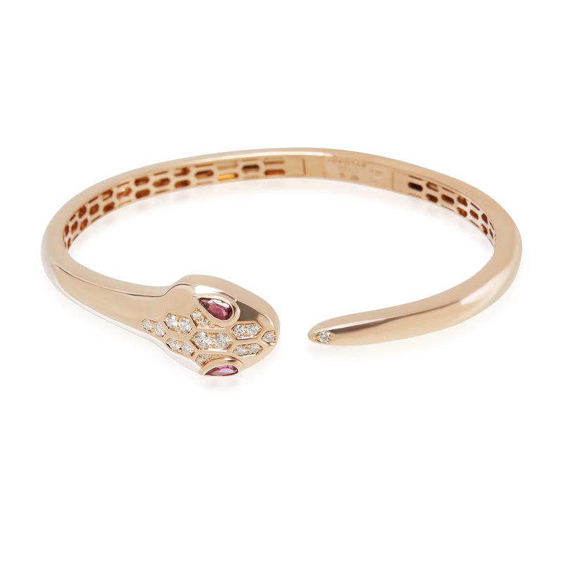BVLGARI Rose Gold Rubelite and Diamond Serpenti Seduttori Bracelet fv