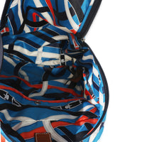 Hermès Bleu Zanibar Multicolor Cavalcadour Airsilk Backpack Handbag 8