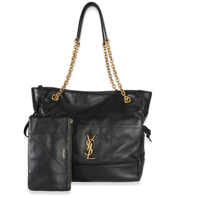 Saint Laurent Black Quilted Lambskin Jamie Small Shopping Tote Handbag fv