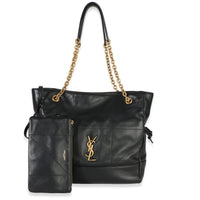Saint Laurent Black Quilted Lambskin Jamie Small Shopping Tote Handbag fv