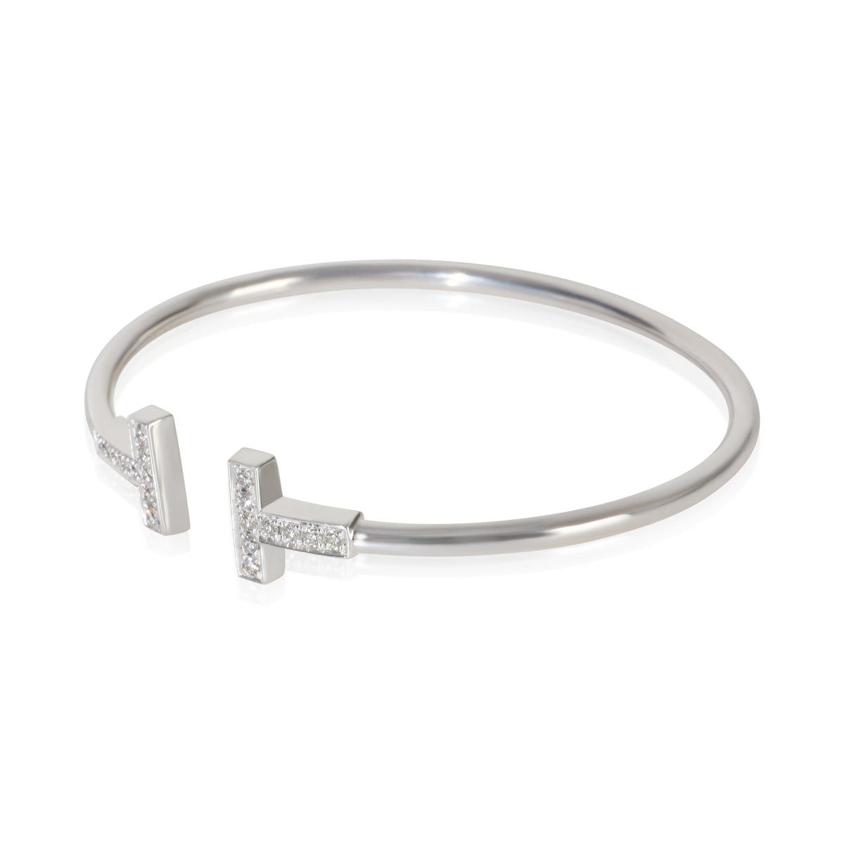 Tiffany & Co. White Gold Diamond Tiffany T Wire Bracelet 2