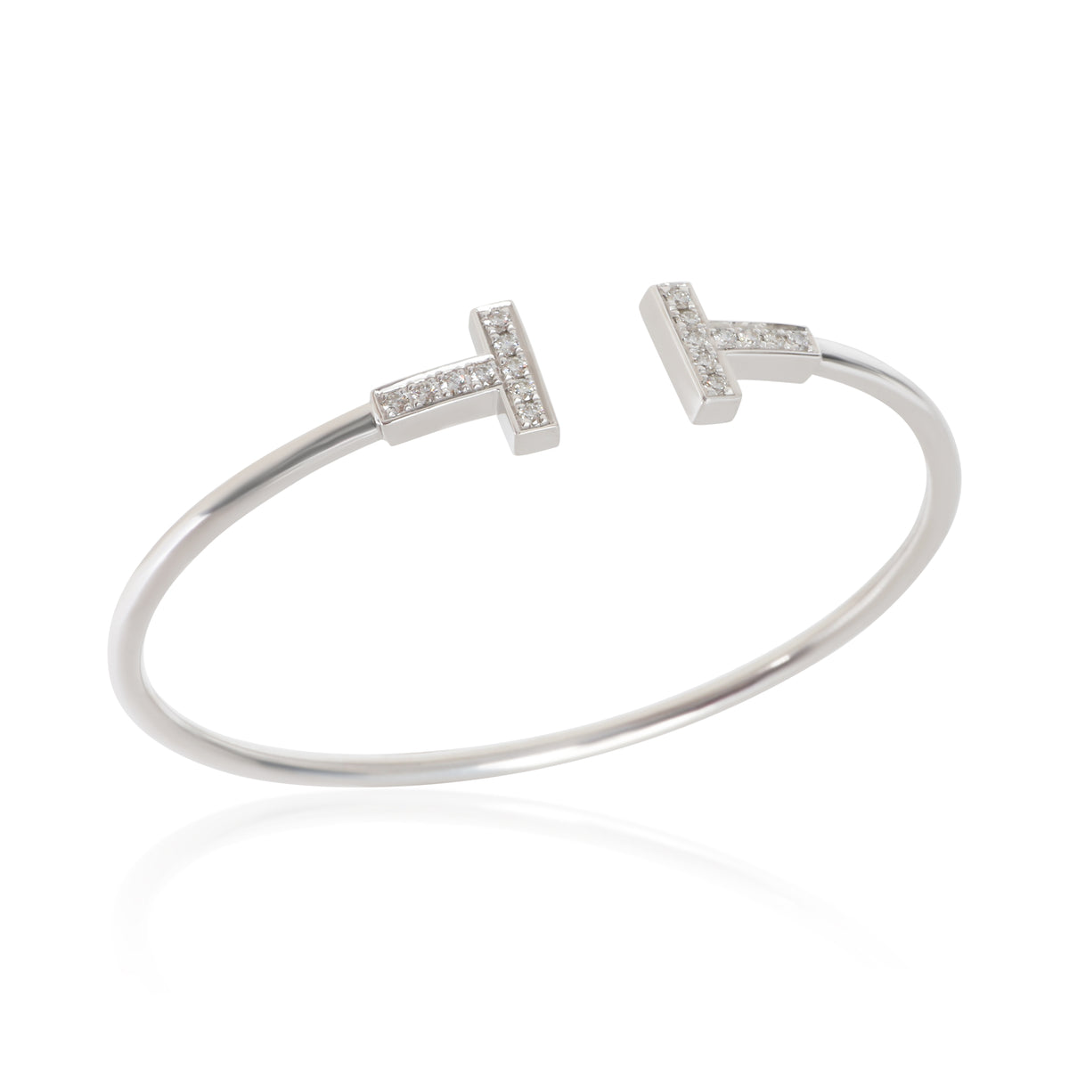 Tiffany & Co. White Gold Diamond Tiffany T Wire Bracelet 4