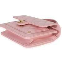 Chanel Light Pink Quilted Lambskin Preppy Satchel Wallet On Chain Handbag 4