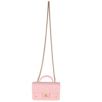 Chanel Light Pink Quilted Lambskin Preppy Satchel Wallet On Chain Handbag 6