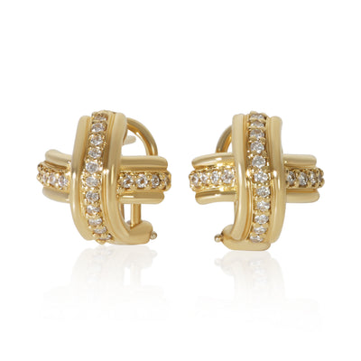 Tiffany & Co. Yellow Gold Diamond Vintage Signature X Earrings fv