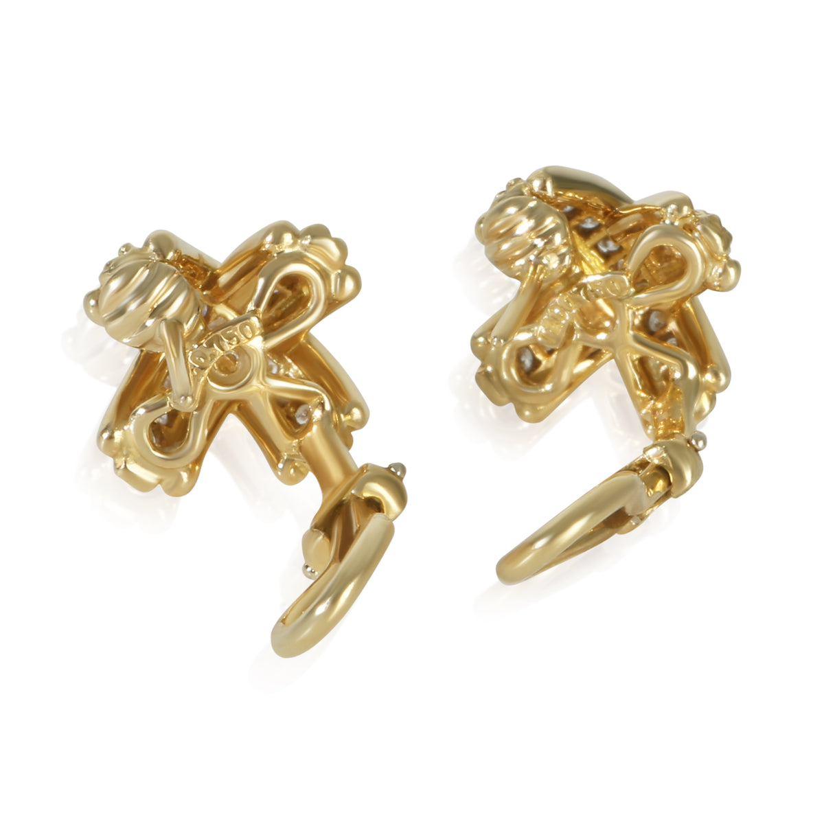 Tiffany & Co. Yellow Gold Diamond Vintage Signature X Earrings 5