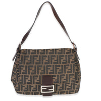 Fendi Brown Zucca Canvas Mama Baguette Bag Handbag fv