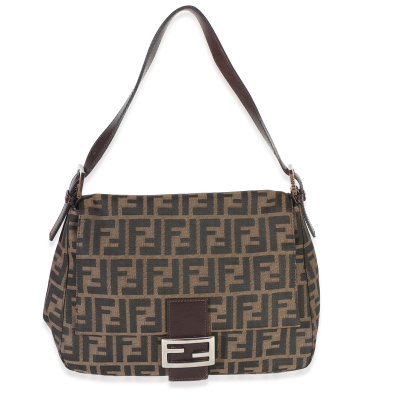 Fendi Brown Zucca Canvas Mama Baguette Bag Handbag fv