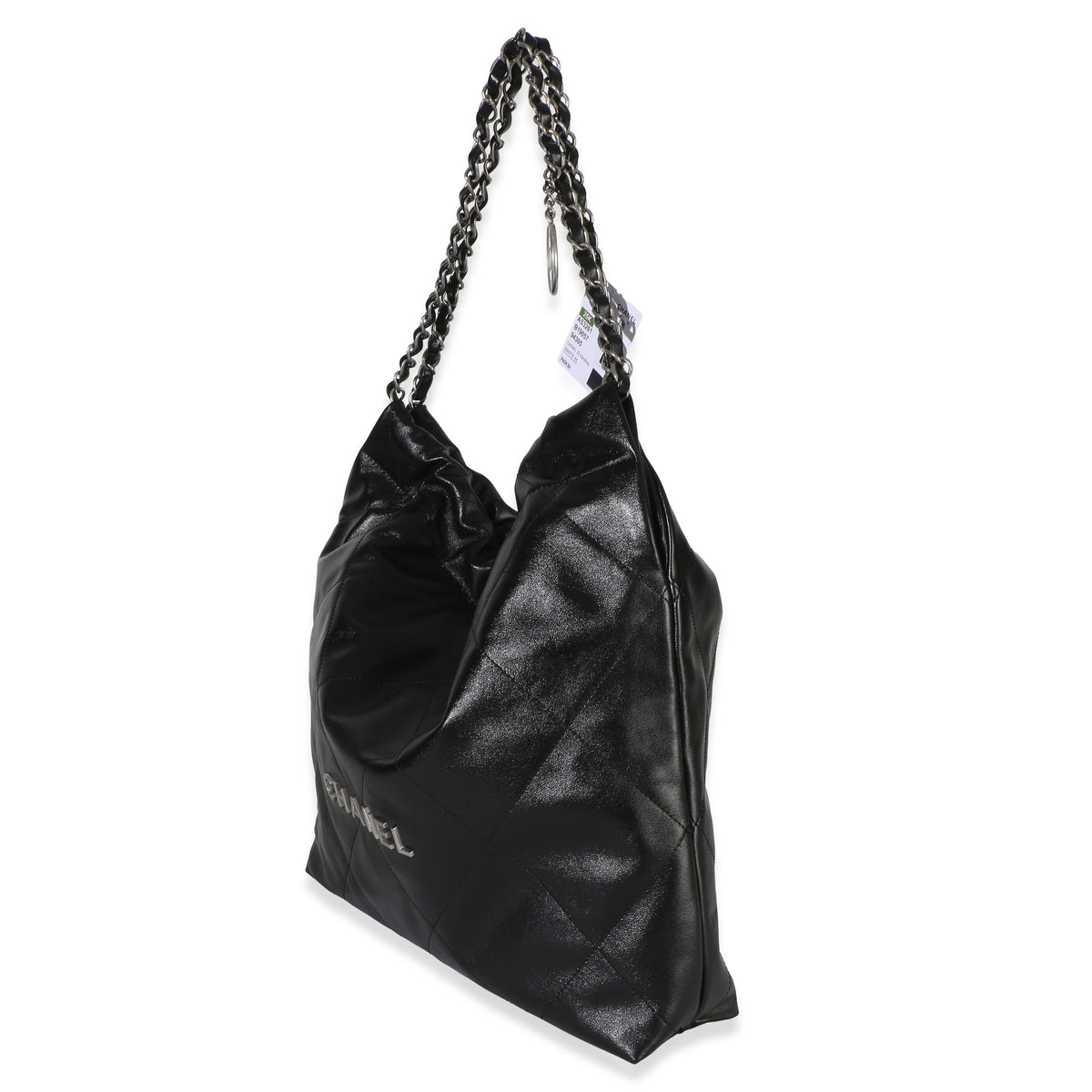 Chanel Black Quilted Shiny Calfskin  22 Hobo Handbag 2