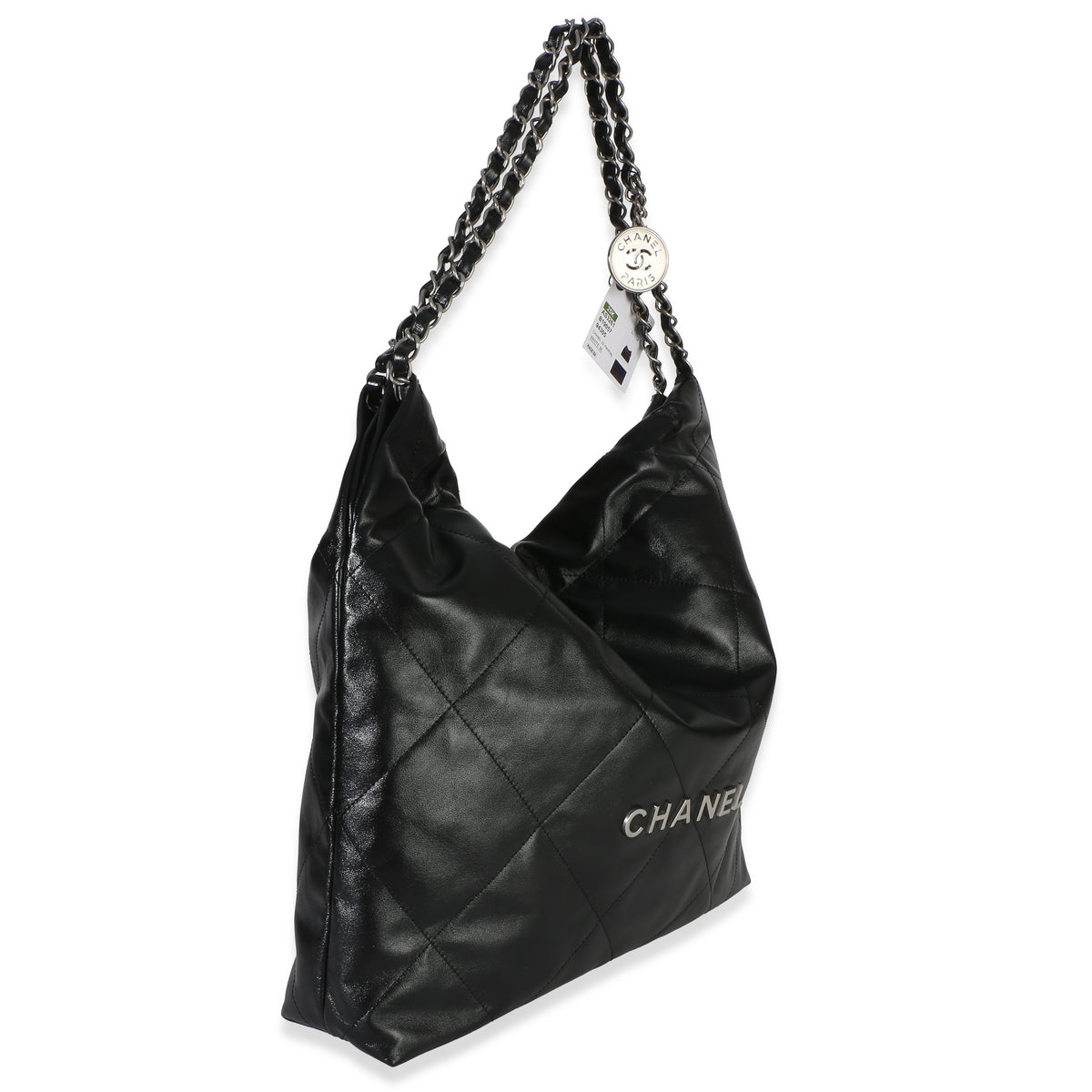 Chanel Black Quilted Shiny Calfskin  22 Hobo Handbag 3