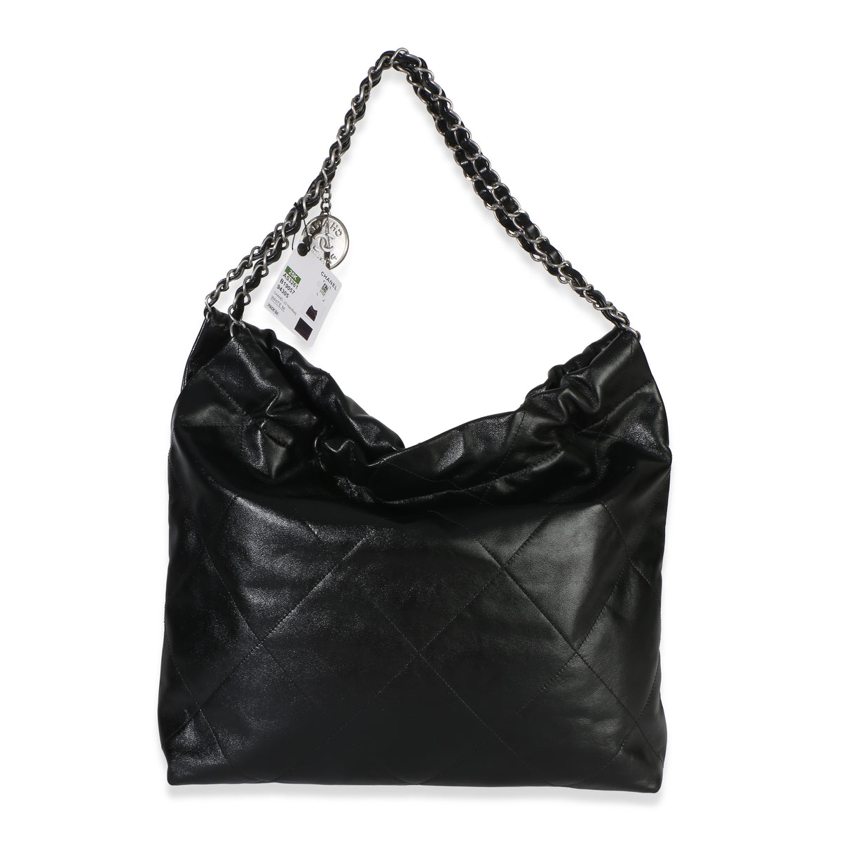 Chanel Black Quilted Shiny Calfskin  22 Hobo Handbag 4