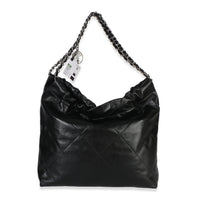 Chanel Black Quilted Shiny Calfskin  22 Hobo Handbag 4