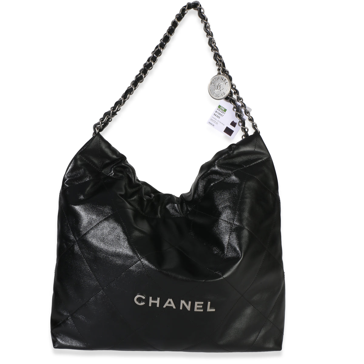 Chanel Black Quilted Shiny Calfskin  22 Hobo Handbag fv