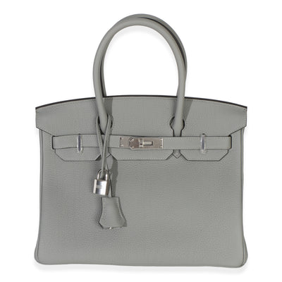 Hermès Gris Mouette Togo Birkin 30 PHW Handbag fv