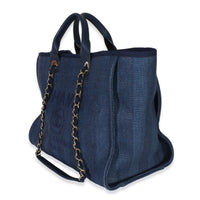 Chanel Navy Mixed Fibers Striped Large Deauville Tote Handbag 2