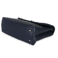 Chanel Navy Quilted Caviar Lizard Large Coco Top Handle Bag Handbag 6