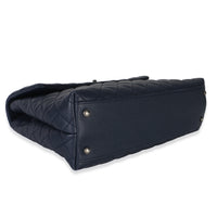 Chanel Navy Quilted Caviar Lizard Large Coco Top Handle Bag Handbag 7