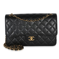 Chanel Black Quilted Caviar Jumbo Double Flap Bag Handbag fv