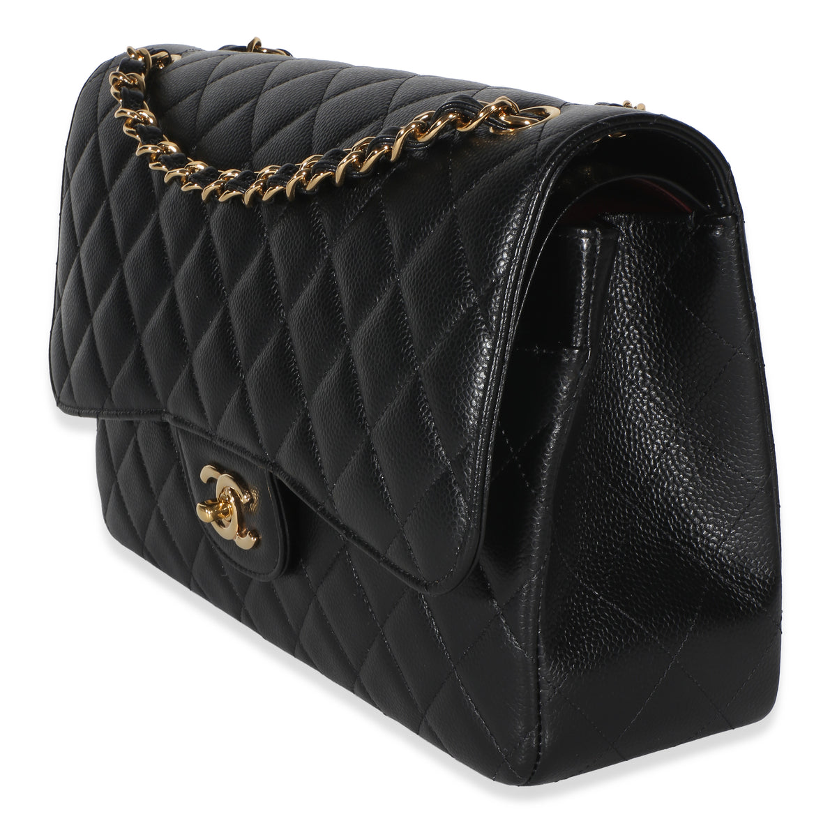 Chanel Black Quilted Caviar Jumbo Double Flap Bag Handbag 2