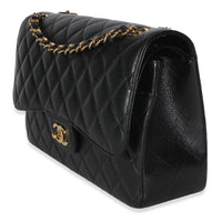 Chanel Black Quilted Caviar Jumbo Double Flap Bag Handbag 2