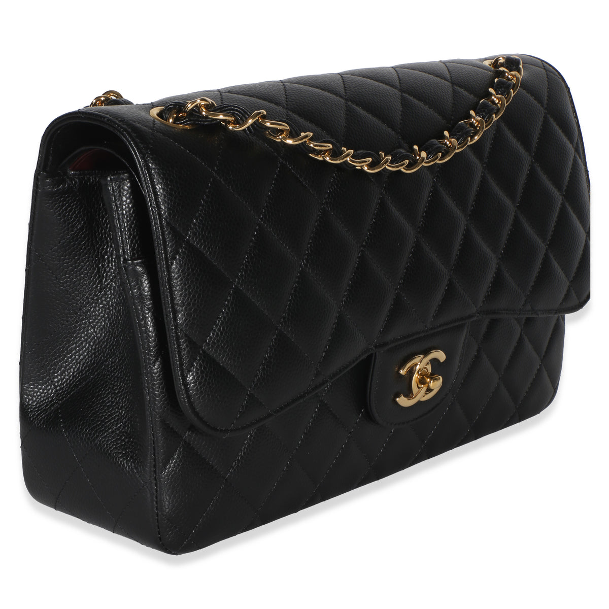 Chanel Black Quilted Caviar Jumbo Double Flap Bag Handbag 3